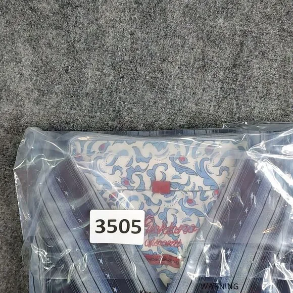 Luchiano Visconti Shirt XL Long Sleeve Button Up Blue Striped Flip Cuff Casual - Picture 11 of 11